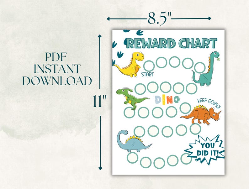 Dinosaur Reward Chart, Printable Reward Chart, Behavior Chart, Positive ...