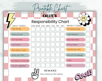 Kids Responsibility Chart, Kids Chore Chart, Kids Reward Chart ...
