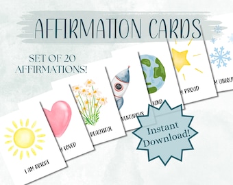 Kids Affirmation Cards, Calming Corner, Montessori (Digital Download)