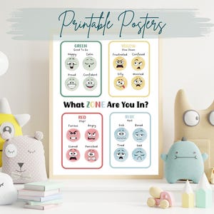 Boho What Zone Are You In Poster, printable emotions chart, it&#39;s okay to feel, emotions poster for kids, educational printable, today i feel