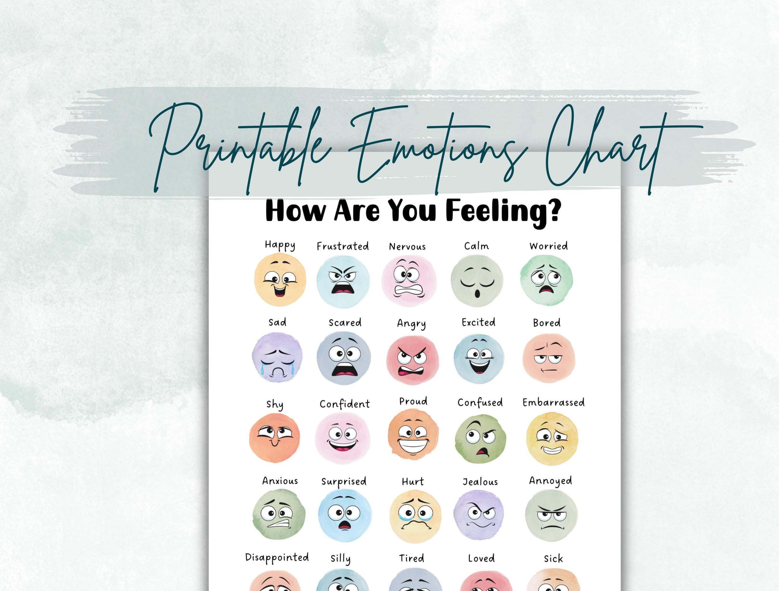 Emotions Chart Poster Bundle, Boho Kids Educational Printable (digital ...