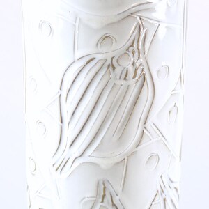 Mid-Century Modern Japanese Shino White Incised Fish Design Vase image 2