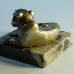 Mid-Century Art Sculpture Lounging Lion 1960's Signed by AMP image 3