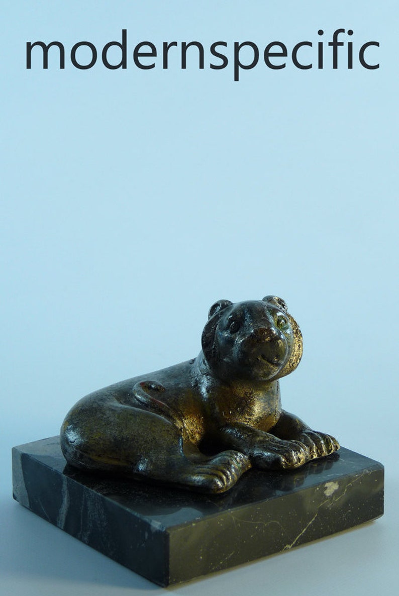 Mid-Century Art Sculpture Lounging Lion 1960's Signed by AMP image 5