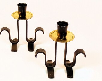 Hollywood  Regency Black and Gold Candlesticks