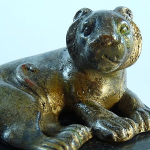 Mid-Century Art Sculpture Lounging Lion 1960's Signed by AMP image 2