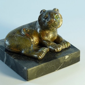 Mid-Century Art Sculpture Lounging Lion 1960's Signed by AMP image 1