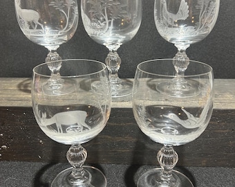 Wine Glasses Etched with Wildlife Animals | Set of 6 | Spiegelau |