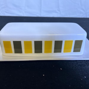 Mikasa Striped Butter Dish | Avocado/Green | Vintage | Ceramic |