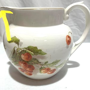 Edwin Knowles China company cherry branch pitcher. Vintage 1900s.