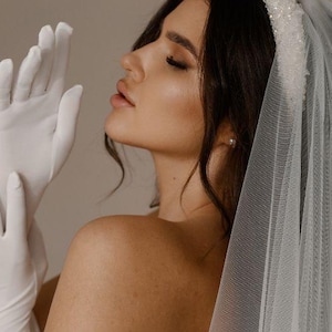 Guanti Da Sposa Pizzo Senza Dita Raso Sposa Guanti Matrimonio - Foto 12