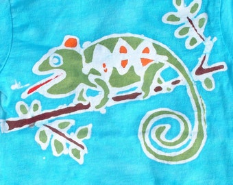 Lizard Tee Shirt Chameleon Adult Batik Tee Shirt CUSTOM made