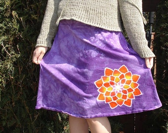 Lotus Yoga Skirt Mandala Yogini Batik Pixy Skirt in Cosmic Purple CUSTOM