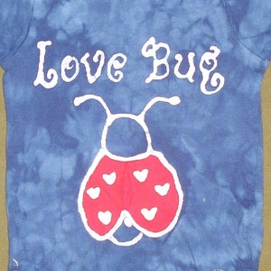 Lady Bug Love Bug Baby Batik Onesie for Valentines Day CUSTOM MADE image 1