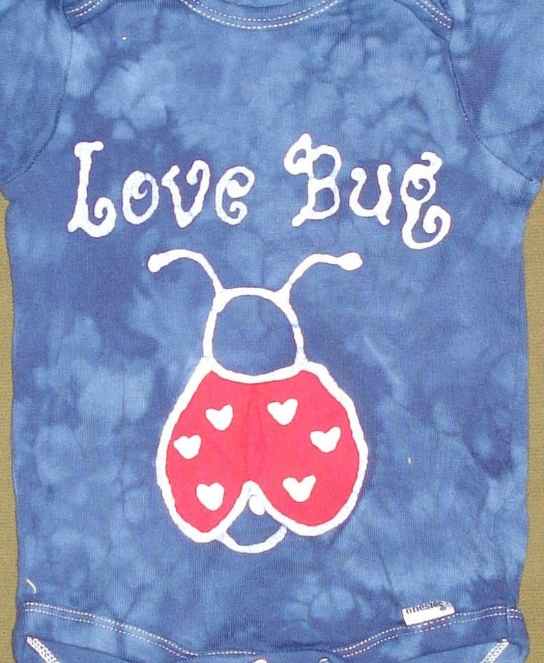 Lady Bug Love Bug Baby Batik Onesie for Valentines Day CUSTOM MADE image 1