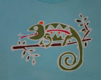 Lizard Tee Shirt Chameleon Adult Batik Tee Shirt premade