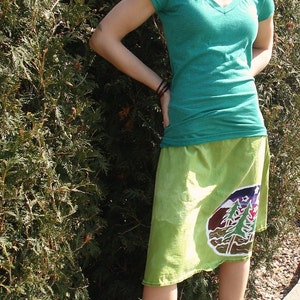 Mountain Moon Forest Batik Skirt CUSTOM MADE in Avocado Green image 5