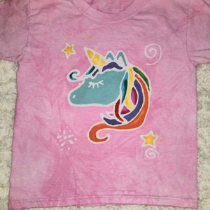 Cosmic Rainbow Unicorn batik tee shirt kids batik shirt image 2