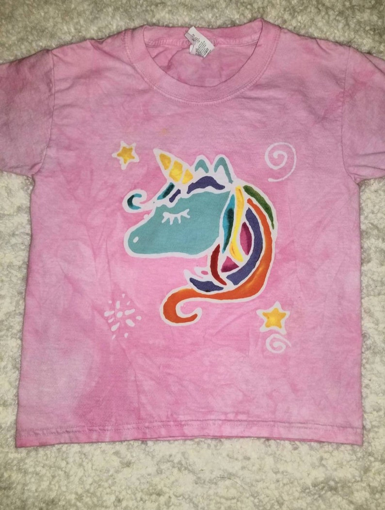 Cosmic Rainbow Unicorn batik tee shirt kids batik shirt image 2