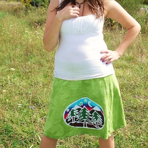 Mountain Moon Forest Batik Skirt CUSTOM MADE in Avocado Green image 1