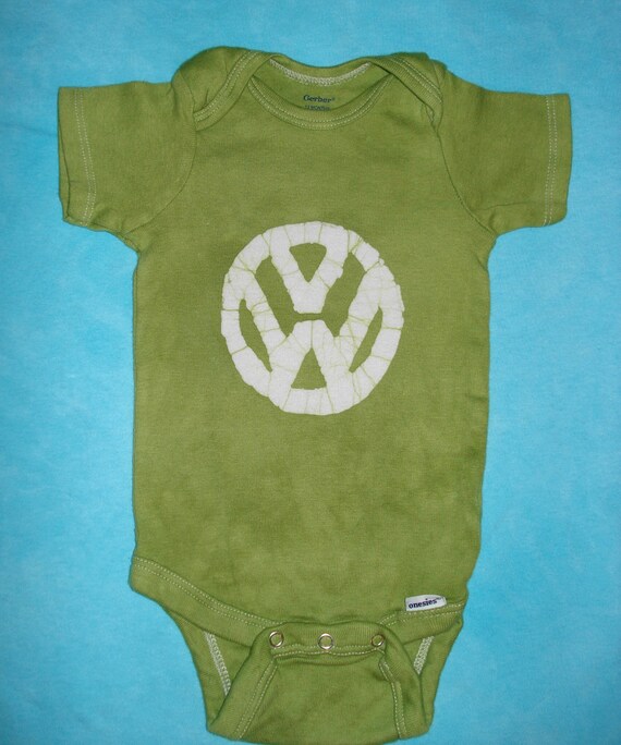 Items similar to Volkswagen VW Hippie Baby Batik Onesie in Avocado