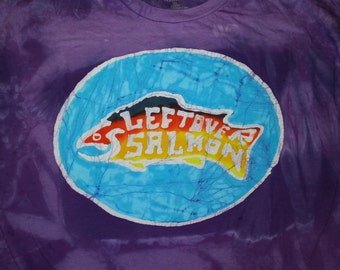 Leftover Salmon Batik Tee Shirt Blue Grass Hippie Batik Handmade Jam Band CUSTOM