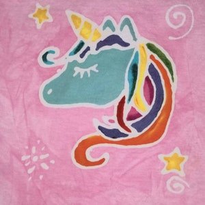 Cosmic Rainbow Unicorn batik tee shirt kids batik shirt image 1