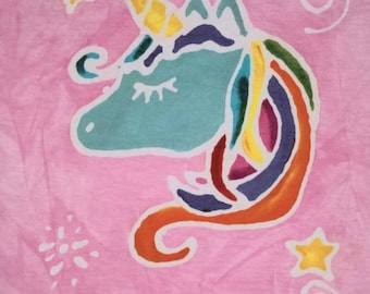 Cosmic Rainbow Unicorn batik tee shirt kids batik shirt