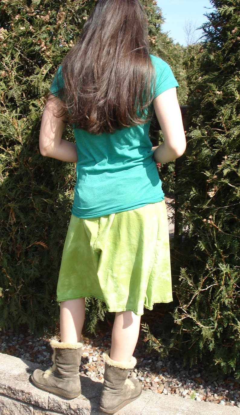 Mountain Moon Forest Batik Skirt CUSTOM MADE in Avocado Green image 3