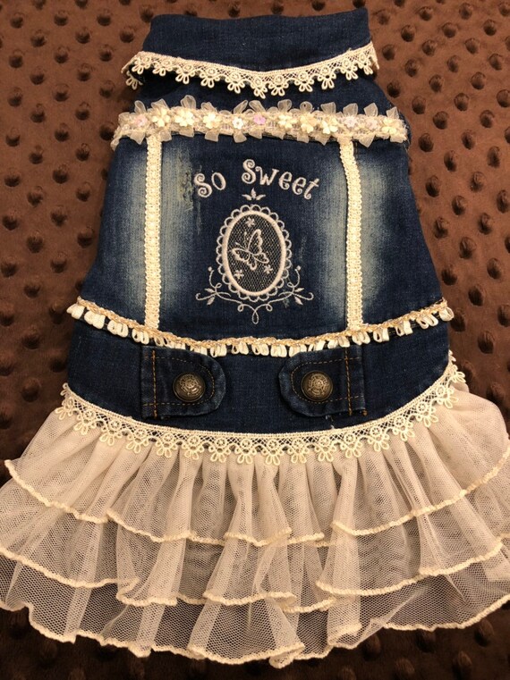 blue jean and lace dress