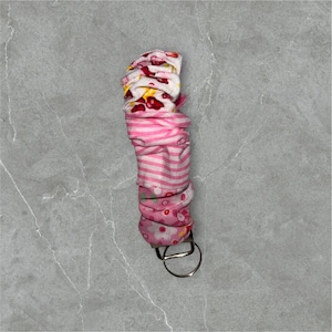 Pink Quilted-Scrunchie Wristlet- Key fob keychain