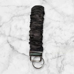 Black marble-Scrunchie Wristlet- Key fob keychain