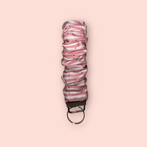 Pink stripes-Scrunchie Wristlet- Key fob keychain