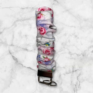 Unicorns with pretty pink roses- Scrunchie Wristlet- Key fob keychain