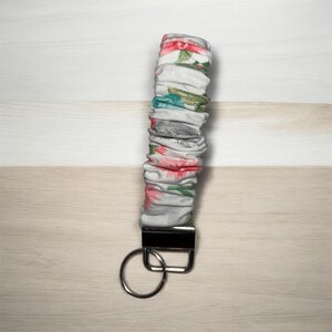Flowers and cactus-Scrunchie Wristlet- Key fob keychain