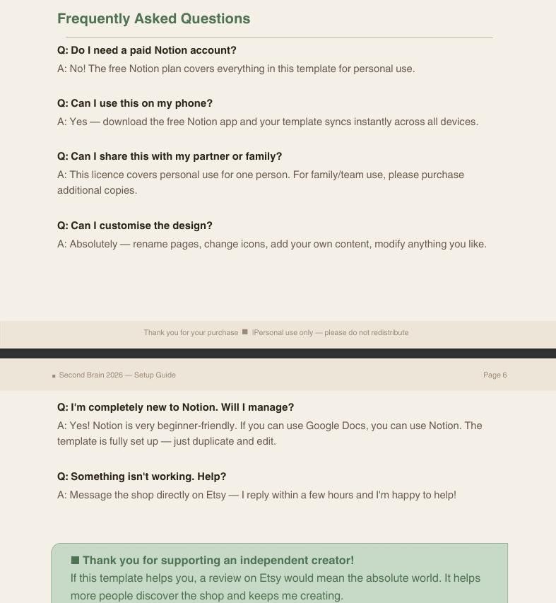 Notion Template Second Brain 2026 Aesthetic Life Planner All-in-one ...
