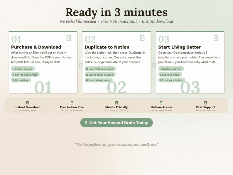 Notion Template Second Brain 2026 Aesthetic Life Planner All-in-one ...