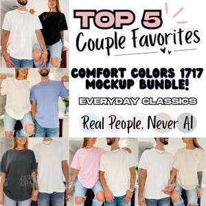 Couple Favorites Mockup Bundle, Comfort Colors 1717 White Shirt Duo, Male & Female Model Lifestyle Mockups, Couple T-shirt Lifestyle Bundle