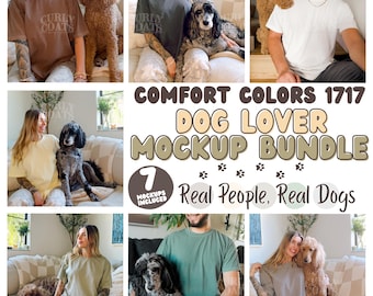 Dog Mockup Bundle, Comfort Colors C1717 Shirt Mockup with Dogs, Real People Male Mockup, Pet Tee Bundle, Dog Mom Shirt, Boho Pet Lover Mock