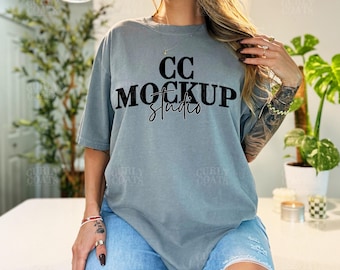 Comfort Colors 1717 Grey T-Shirt Mockup | Real Model (JPEG)