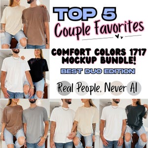 Comfort Colors Couple Mockup Bundle, Mockup Duo With Male and Female Real Model, CC1717 Shirt Mockup, Couple T-shirt Lifestyle Bundle