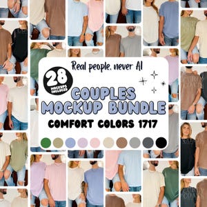 Comfort Colors C1717 Mockup Bundle, Couple Mockup Bundle, Real Model Tee Shirt Mockups, Matching Shirt Set, Lifestyle Shirt Bundle