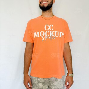 Comfort Colors 1717 Melon Shirt Mockup | CC1717 Melon T-Shirt Mock-up | Trendy Oversized Tee | Real Model Mock | Simple Studio Shirt Photo
