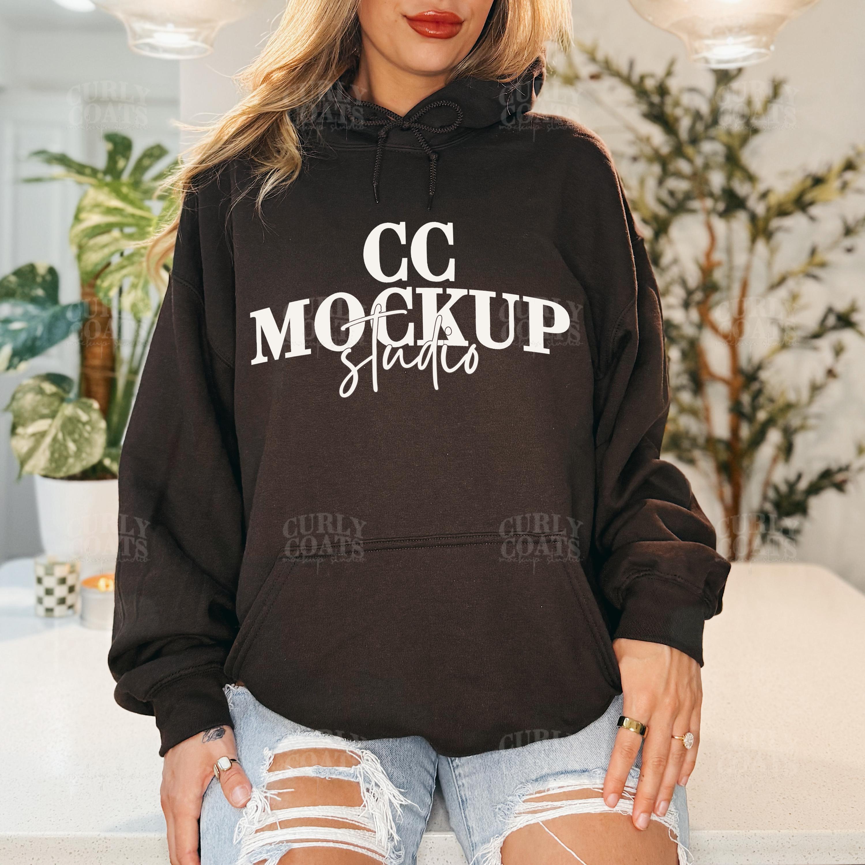 Dark Chocolate Gildan 18500 Hoodie Mockup | G185 Dark Chocolate