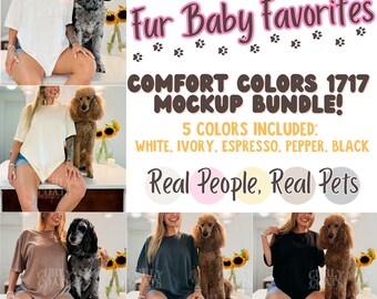 Comfort Colors 1717 Dog Mom Mockup Bundle, CC1717 Real Model Mockup with Dog, Dog Shirt Mockups, Pet and Owner Shirt Bundle, Mockup With Dog