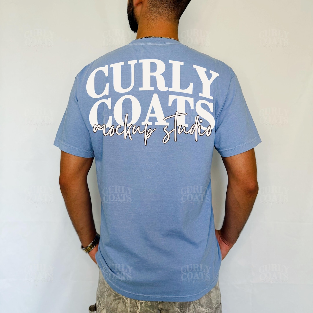 CC1717 Washed Denim Front & Back Mockup | Comfort Colors Back View