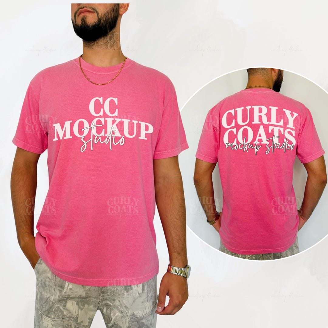 Comfort Colors 1717 Crunchberry Shirt Mockup Front and Back | Real