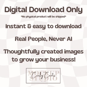 Puede incluir: Descarga digital &uacute;nicamente. Descarga instant&aacute;nea y f&aacute;cil. Personas reales, nunca IA. Im&aacute;genes cuidadosamente creadas para hacer crecer tu negocio. Curly Coats Studio, establecido en 2024.