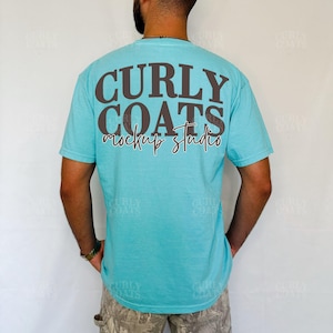 C1717 Lagoon Blue Comfort Colors Back View T-Shirt Mockup | CC1717 Blue Green Tee Mock-up | Real Person Model | Back Of Lagoon Blue Shirt
