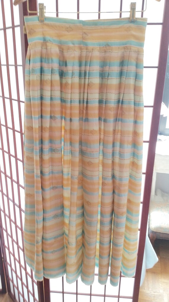 Vintage SILK Circle SKIRT, BOHO, Long, Soft Muted 